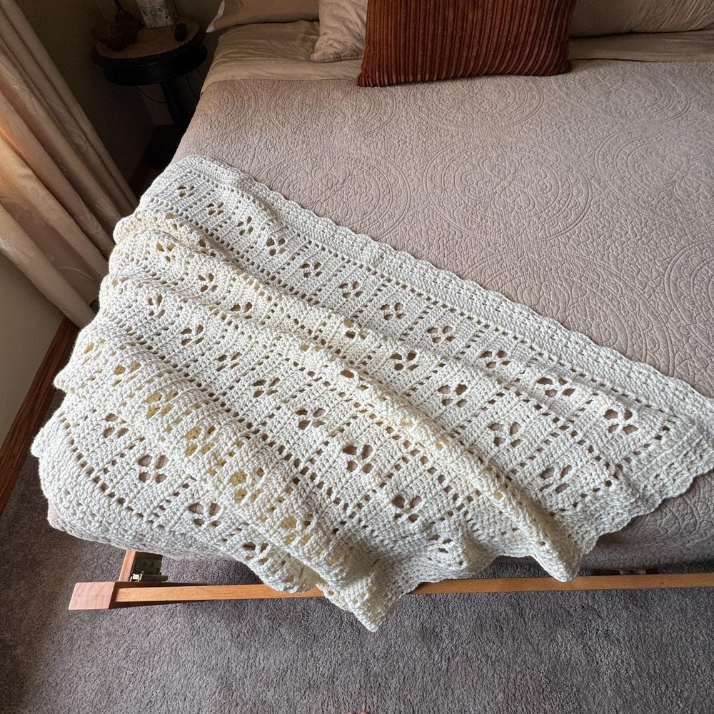 Crochet Afghan New Handmade Blanket Cozy Cottagecore Throw Lap Cover Baby 44x39